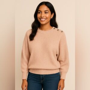 Vintage Gorgeous 48% Kid Mohair Wool Blend Peachy Blush Knit Long Sleeve Sweater